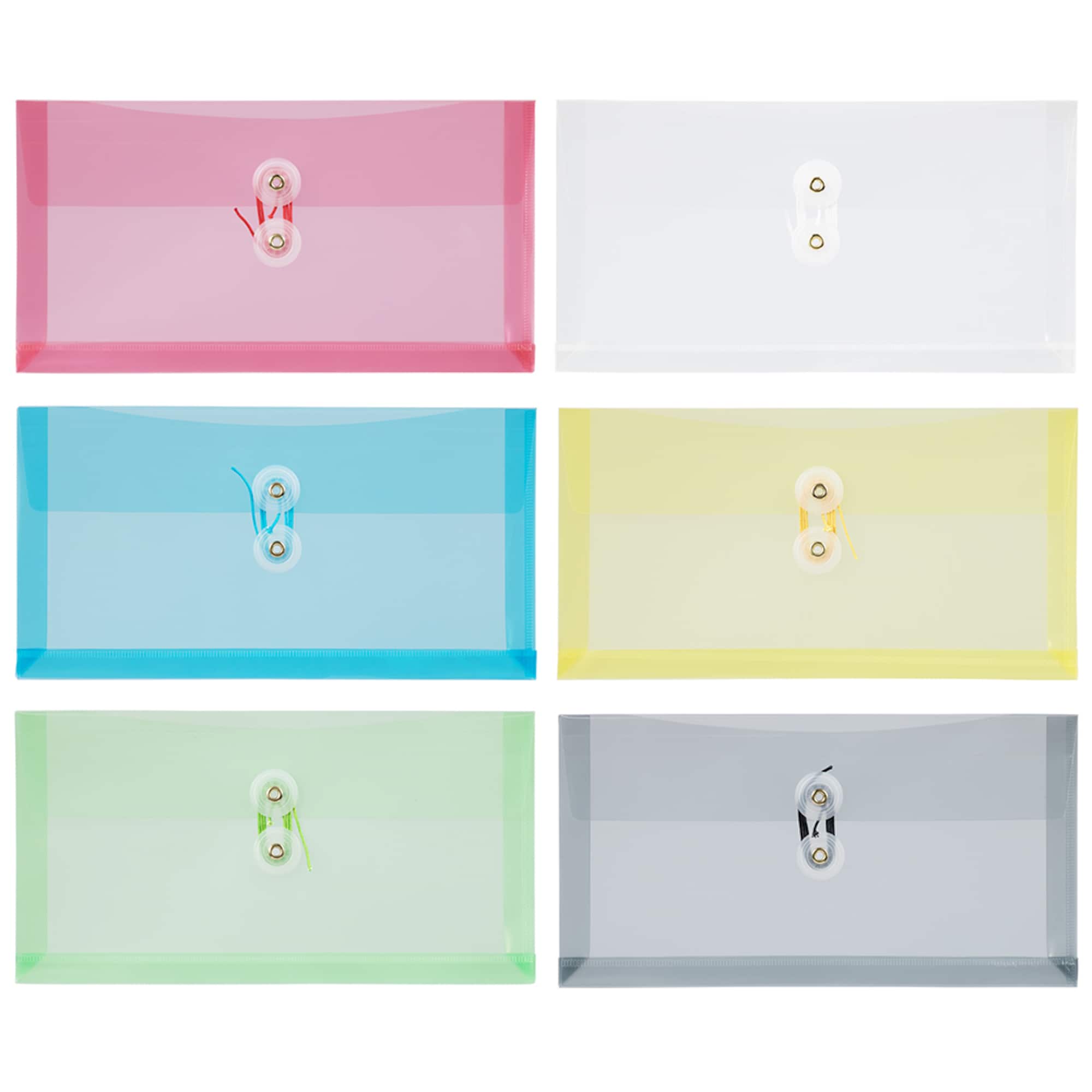 JAM Paper #10 Assorted Plastic Button String Envelope Set, 12ct.